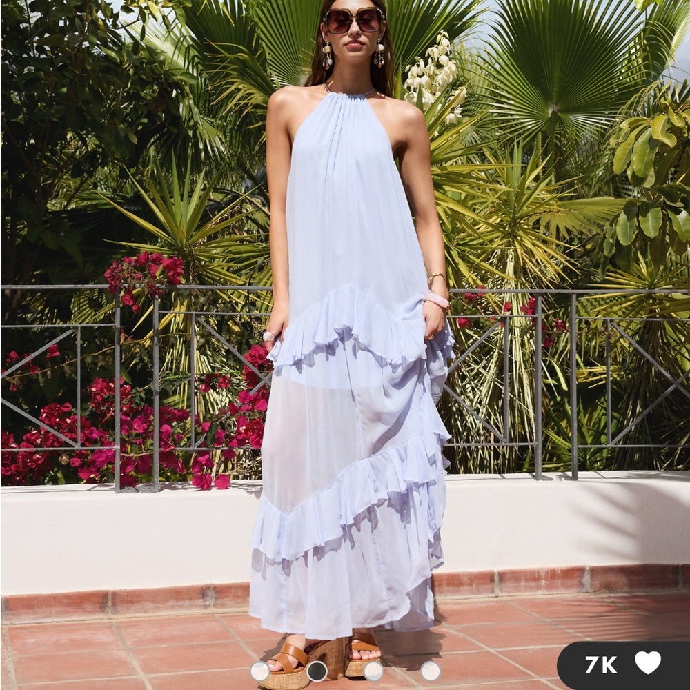 ASOS Tiered Ruffled Halter Maxi Dress